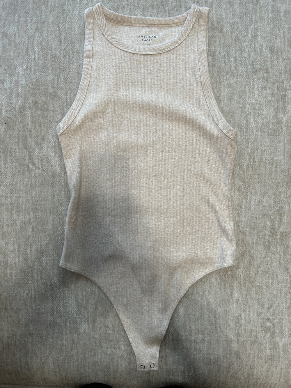 American Eagle Outfitters Cream Ribbed One-Piece Bodysuit